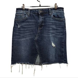 Kut from the Kloth The Hannah Denim Jean Mini Skirt Distressed A Line Size 8